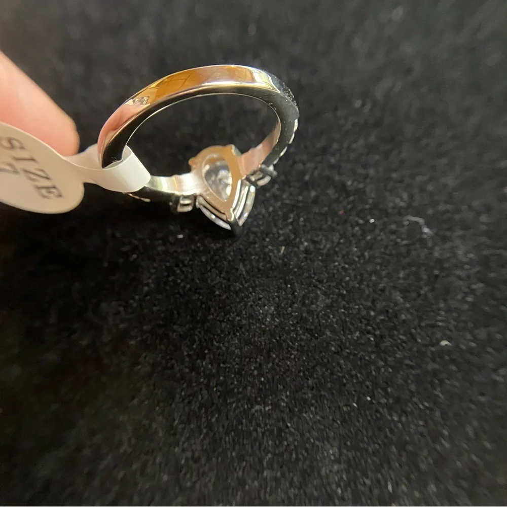 🆕 CZ center stainless steel ring with CZ accents